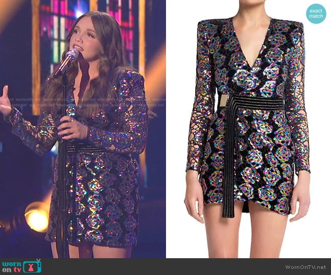 Zhivago Miami Nights Sequin-Embroidered Minidress worn by Megan Danielle on American Idol