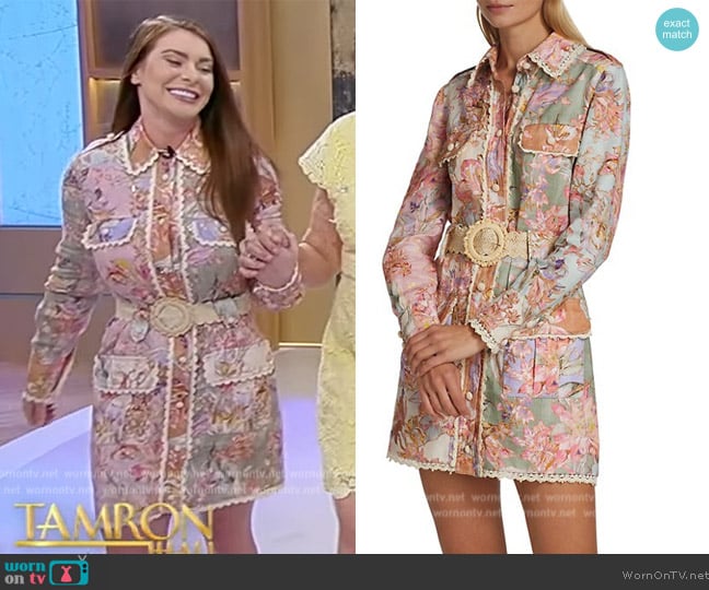 Zimmermann Cira Belted Floral Linen Shirtdress worn by Danielle on Tamron Hall Show