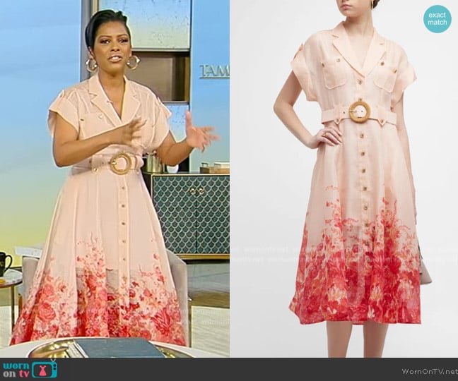 Zimmermann High Tide Shirt Midi Dress worn by Tamron Hall on Tamron Hall Show