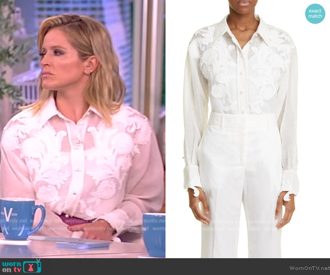 Zimmermann Tama Filigree blouse worn by Sara Haines on The View