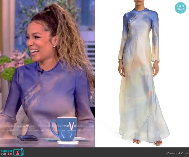 Zimmermann Tama Long Sleeve Bias Cut Silk Dress worn by Sunny Hostin on The View