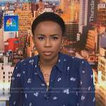 Zinhle Essamuah’s blue floral blouse on NBC News Daily