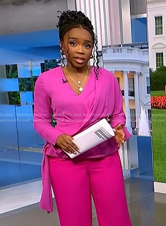 Zinhle Essamuah’s pink side tie top on NBC News Daily