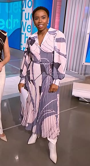 Zinhle Essamuah’s printed pleated shirtdress on NBC News Daily