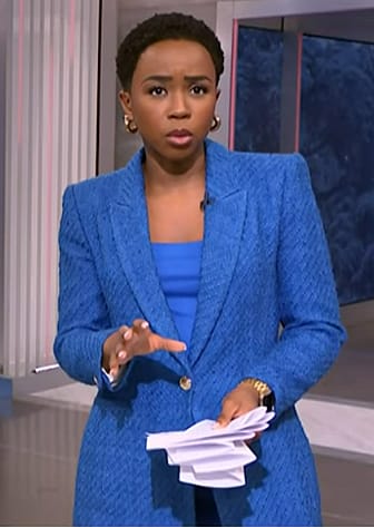 Zinhle Essamuah’s blue tweed blazer on NBC News Daily