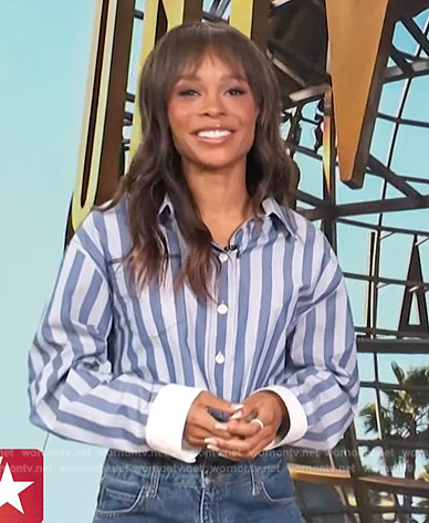 WornOnTV: Zuri’s blue stripe shirt on Access Hollywood | Zuri Hall ...