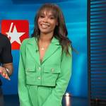 Zuri’s green cropped blazer and pants on Access Hollywood