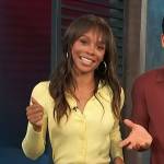 Zuri’s yellow ribbed cardigan on Access Hollywood