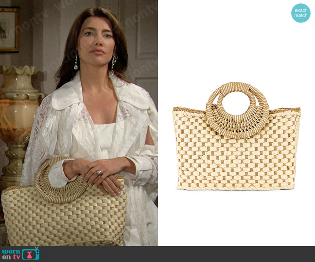 8 Other Reasons Woven Tote worn by Steffy Forrester (Jacqueline MacInnes Wood) on The Bold and the Beautiful