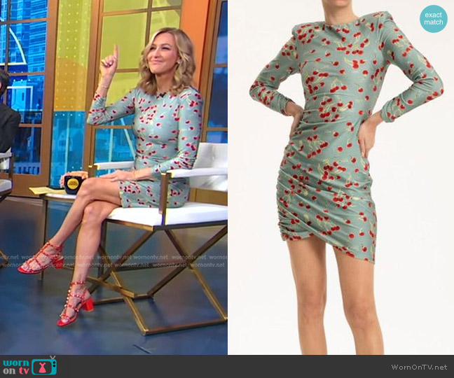 Adriana Degreas Cherry Bomb Frilled Short Dress worn by Lara Spencer on Good Morning America