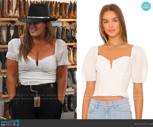 ASTR the Label Daydreamer Top worn by Emily Simpson on The Real Housewives of Orange County