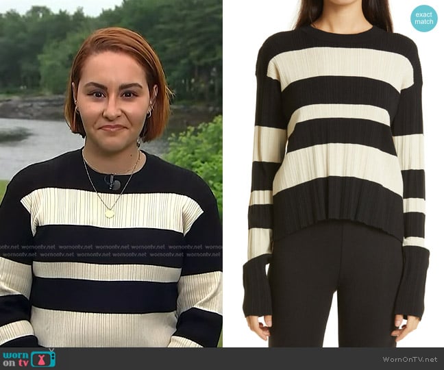 ATM Anthony Thomas Melillo Variegated Stripe Rib Sweater worn by Ali Vitali on NBC News Daily