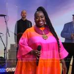 Abena Koomson-Davis’s pink striped dress on Good Morning America