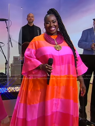 Abena Koomson-Davis's pink striped dress on Good Morning America