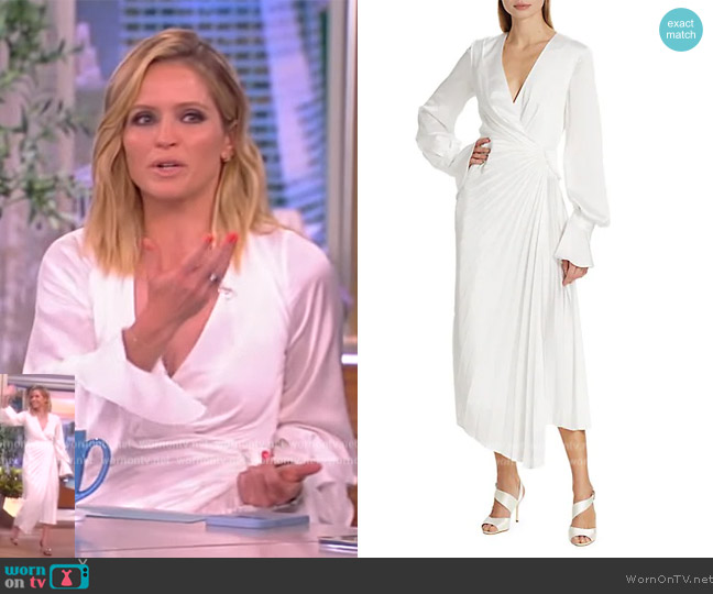 Acler Cresta Satin Wrap Midi-Dress worn by Sara Haines on The View