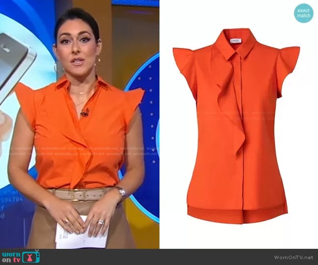 Akris Punto Ruffle-Embellished Blouse worn by Erielle Reshef on Good Morning America