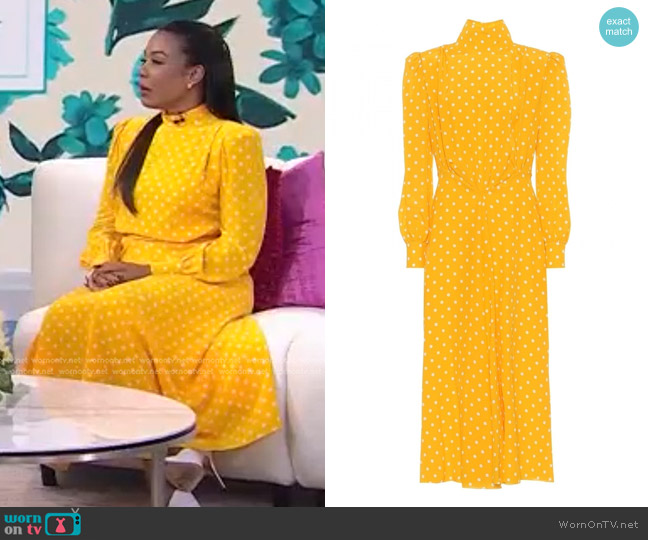 Alessandra Rich Polka-Dot Silk Turtleneck Dress worn by Karen Pittman on Today