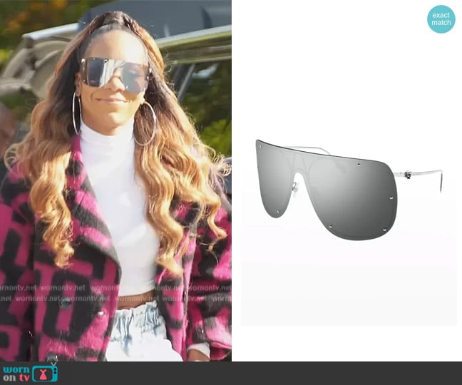 Alexander McQueen Studded Skull Shield Sunglasses worn by Sanya Richards-Ross on The Real Housewives of Atlanta