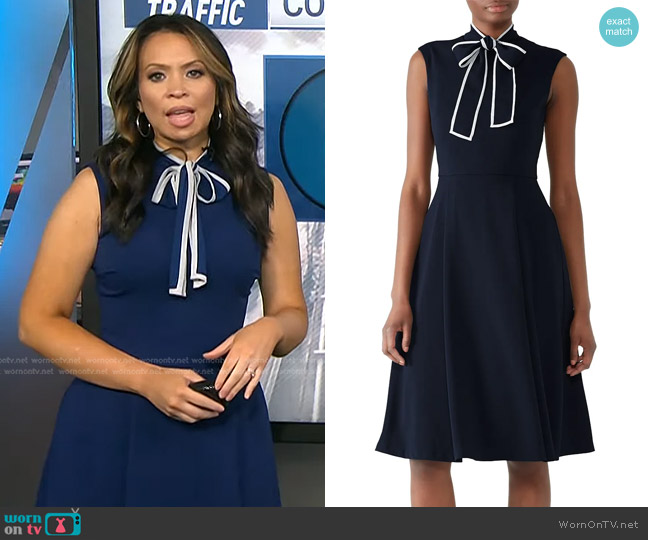 WornOnTV: Adelle’s navy tie neck dress on Today | Adelle Caballero ...