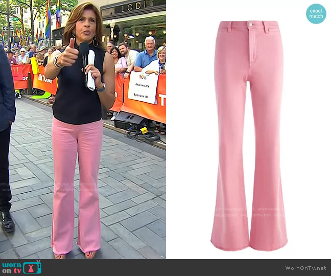 WornOnTV: Hoda’s pink raw hem flare jeans on Today | Hoda Kotb ...