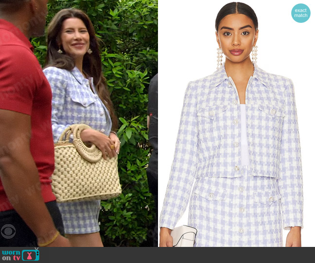 Amanda Uprichard Oleander Jacket in Lennox worn by Steffy Forrester (Jacqueline MacInnes Wood) on The Bold and the Beautiful