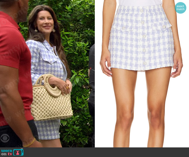 Amanda Uprichard Oleander Skirt in Lennox worn by Steffy Forrester (Jacqueline MacInnes Wood) on The Bold and the Beautiful