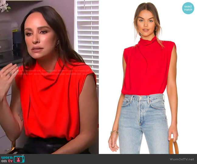 Amanda Uprichard Sleeveless Fabienne Top worn by Catt Sadler on Access Hollywood