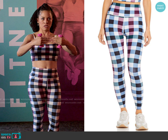 Aqua Gingham Super High Rise Ankle Leggings worn by Hope (Sasha Hutchings) on Run the World