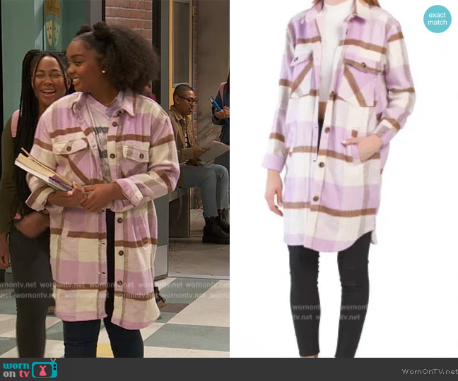 Blank NYC Plaid Shacket worn by Laya DeLeon Hayes (Laya DeLeon Hayes) on Ravens Home