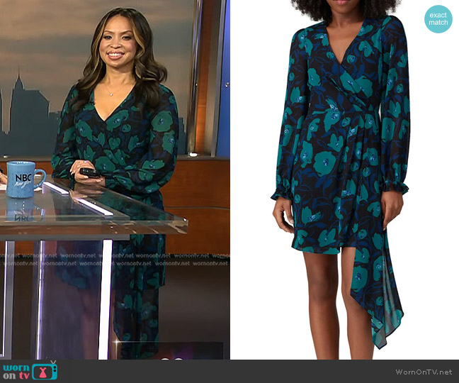 Badgley Mischka Floral Printed Wrap Dress worn by Adelle Caballero on Today