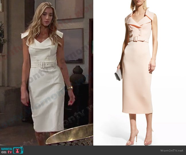 Badgley Mischka Sleeveless Belted Trench Dress worn by Sloan Peterson (Jessica Serfaty) on Days of our Lives