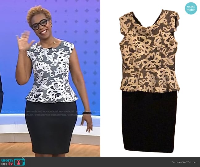 Enfocus Studio Print Peplum Dress worn by Dr. Argie Allen Wilson on Today