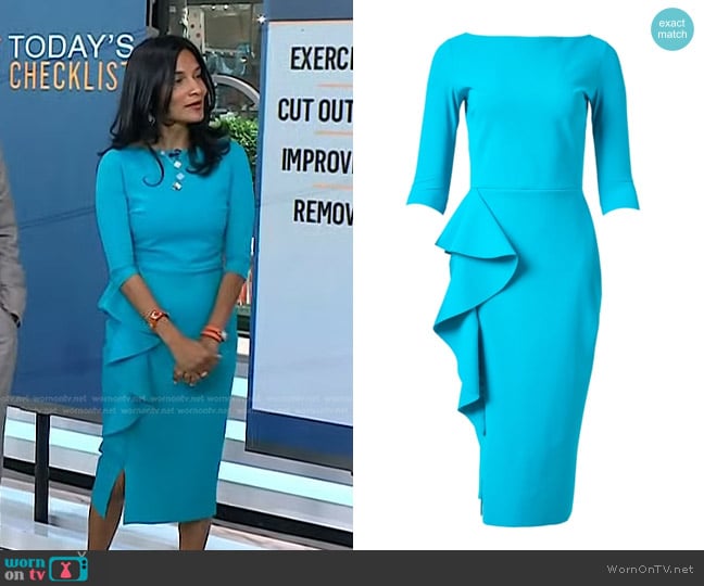 Chiara Boni La Petite Robe Stretch Jersey Dress in Muhe Blue worn by Dr. Gayatri Devi on Today