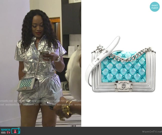 Chanel Boy Flap Bag Quilted Holographic Bag worn by Monyetta on The Real Housewives of Atlanta