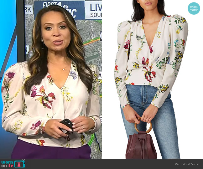 Chelsea and Walker White Floral Long Sleeve Top worn by Adelle Caballero on Today