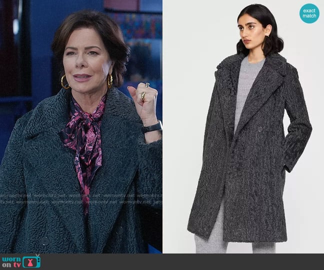 Club Monaco Faux Astrakhan Coat worn by Margaret Wright (Marcia Gay Harden) on So Help Me Todd