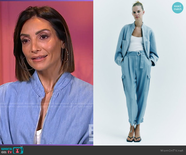 Zara Denim Bomber Jacket worn by Courtney Lopez on E! News