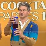 David Burtka’s blue and beige embroidered cardigan on Today