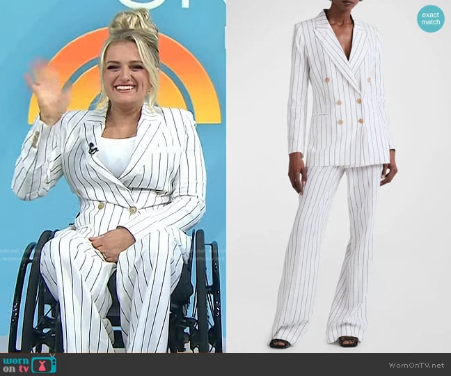 Derek Lam 10 Crosby Walter Double Breasted Blazer and Massimo Pants worn by Ali Stroker on Today