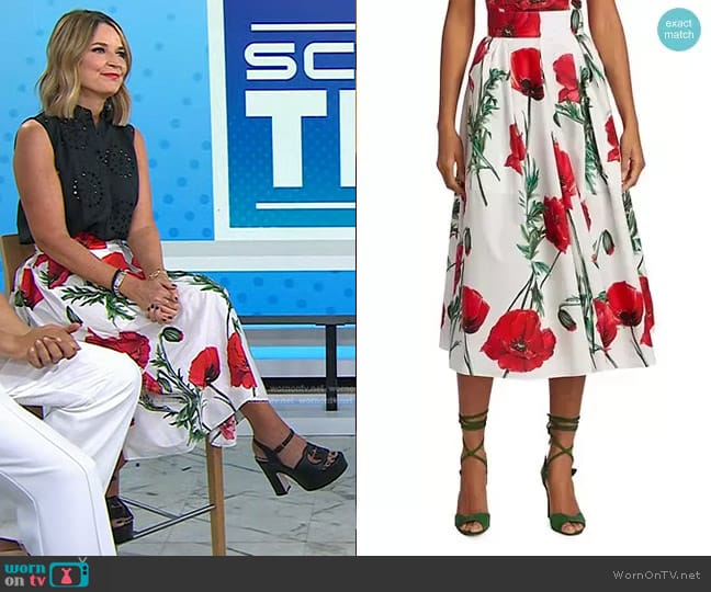 Dolce & Gabbana Poppy Print Midi-Skirt worn by Savannah Guthrie on Today