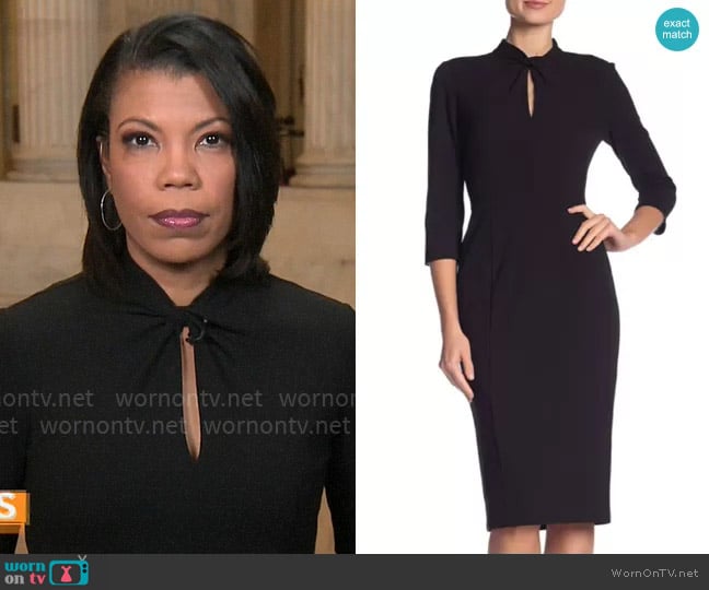 Donna Morgan Crepe Three-Quarter Sleeve Sheath Dress worn by Nikole Killion on CBS Mornings