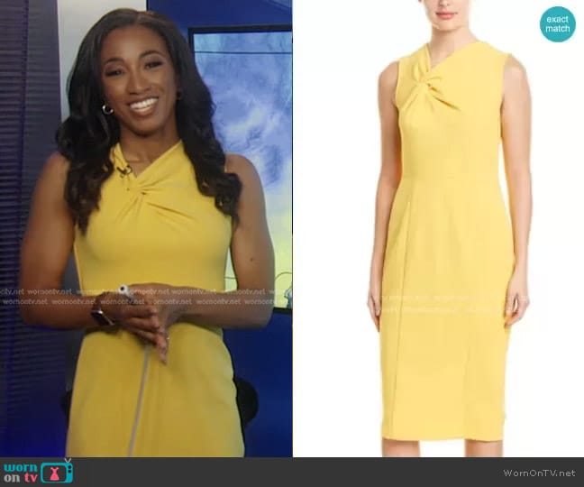 WornOnTV: Brittany Bell’s yellow knotted neckline dress on Good Morning ...