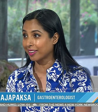 Dr. Roshini Rajapaksa’s blue printed jumpsuit on Today