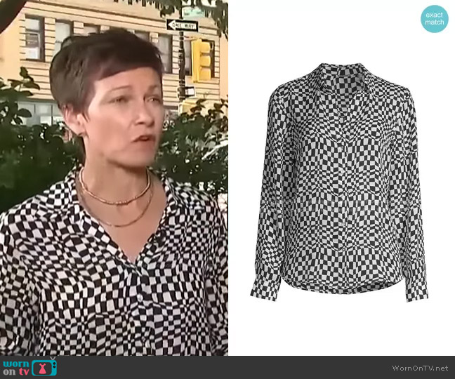 Elie Tahari Contorted Check Silk Blouse worn by Stephanie Gosk on NBC News Daily