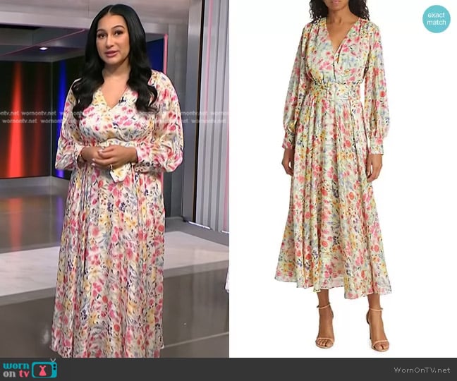 Elie Tahari The Talia Floral Maxi Dress worn by Morgan Radford on NBC News Daily