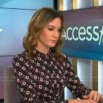 Elizabeth Wagmeister’s black geometric print dress on Access Hollywood