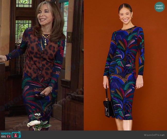 Farm Rio Amazonia Midi Dress worn by Kate Roberts (Lauren Koslow) on Days of our Lives