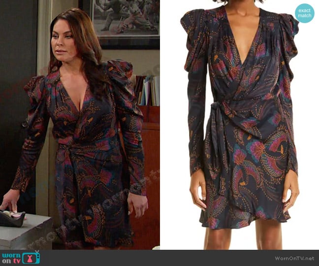 WornOnTV: Chloe’s black printed wrap dress on Days of our Lives | Nadia ...