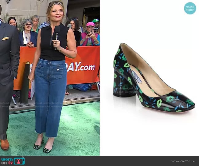 Prada Flora Block Heel Pump worn by Savannah Guthrie on Today