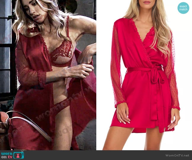 Flora Nikrooz Showstopper Charmeuse Cover-Up Robe worn by Sloan Peterson (Jessica Serfaty) on Days of our Lives